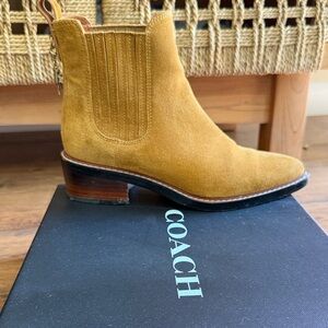 Coach Mustard Suede Heeled Chelsea Boot